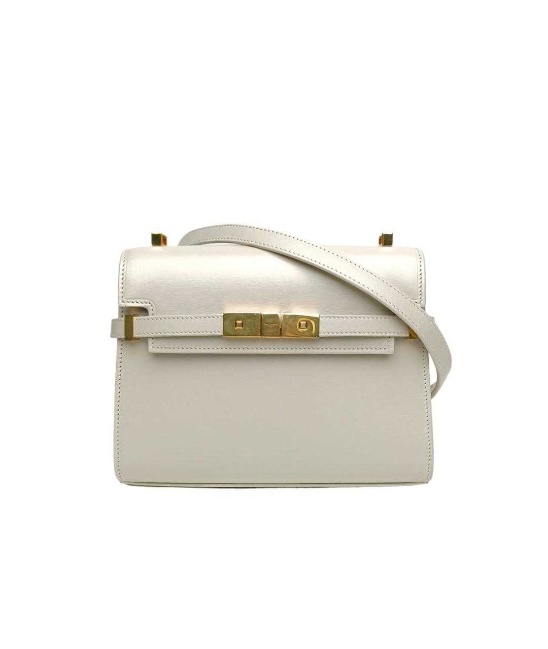 SAINT LAURENT Белая кожаная сумка через плечо, фото 10