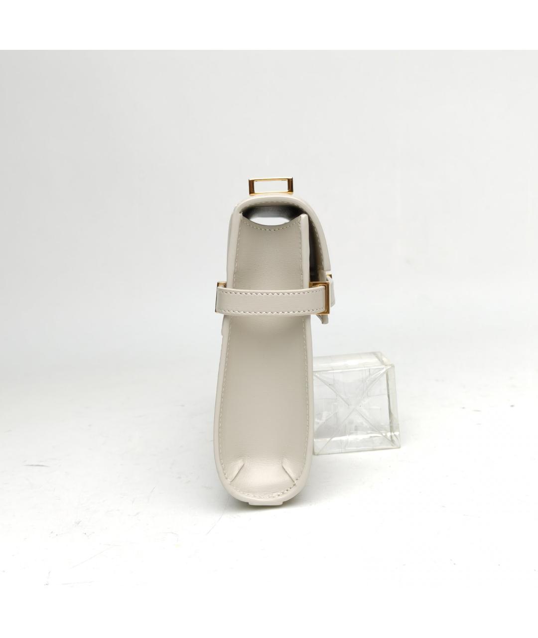 SAINT LAURENT Белая кожаная сумка через плечо, фото 5