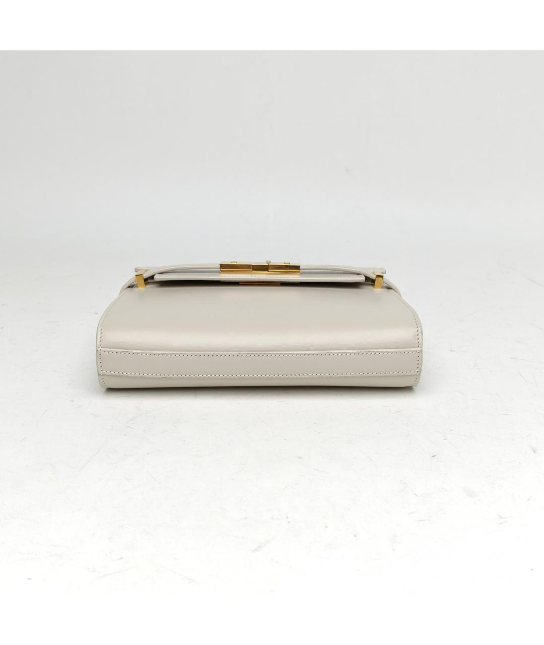 SAINT LAURENT Белая кожаная сумка через плечо, фото 6