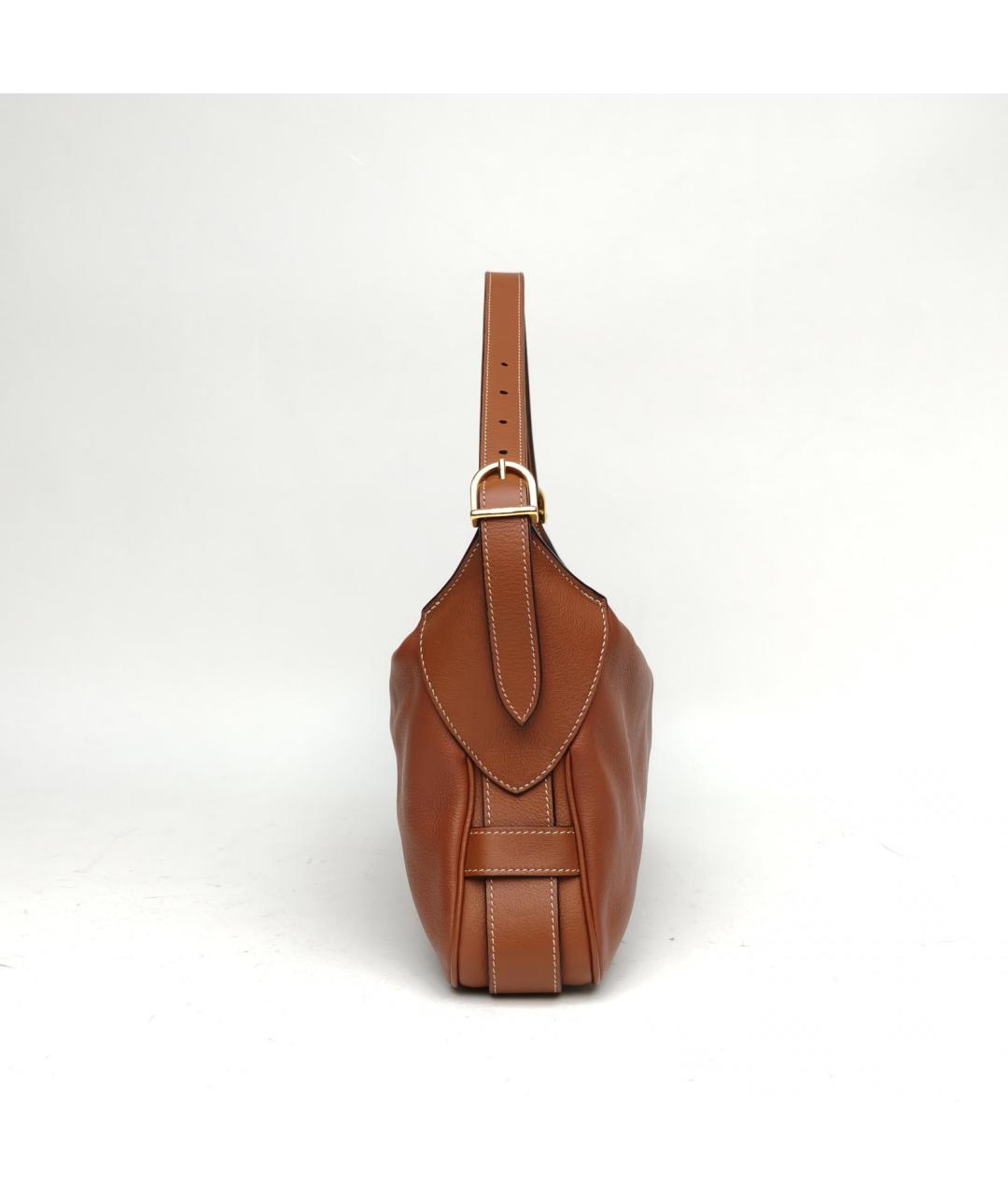 CELINE Коричневая кожаная сумка с короткими ручками, фото 5