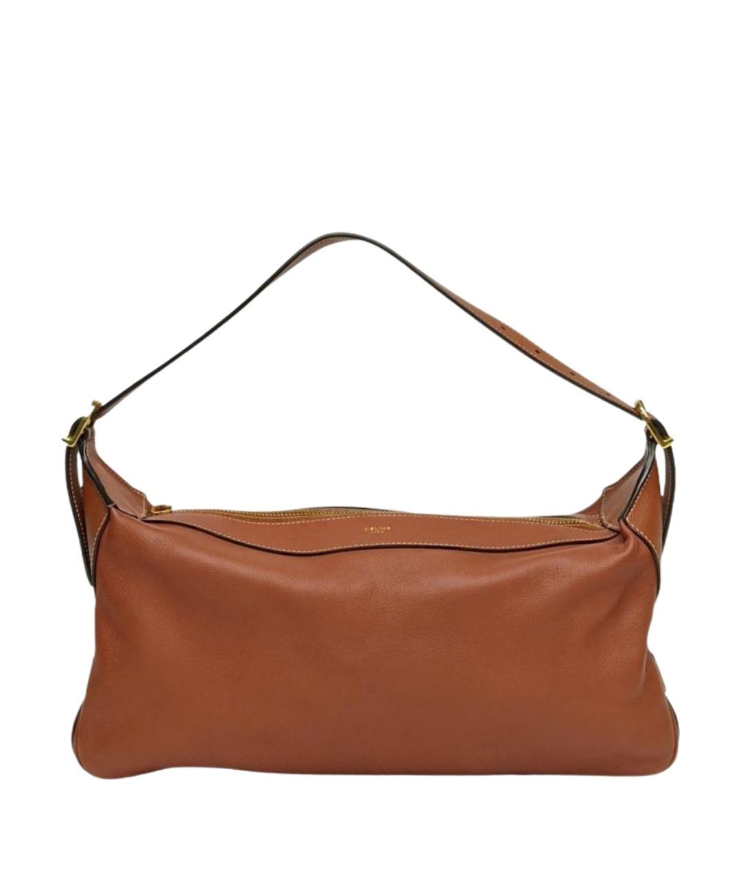 CELINE Коричневая кожаная сумка с короткими ручками, фото 1