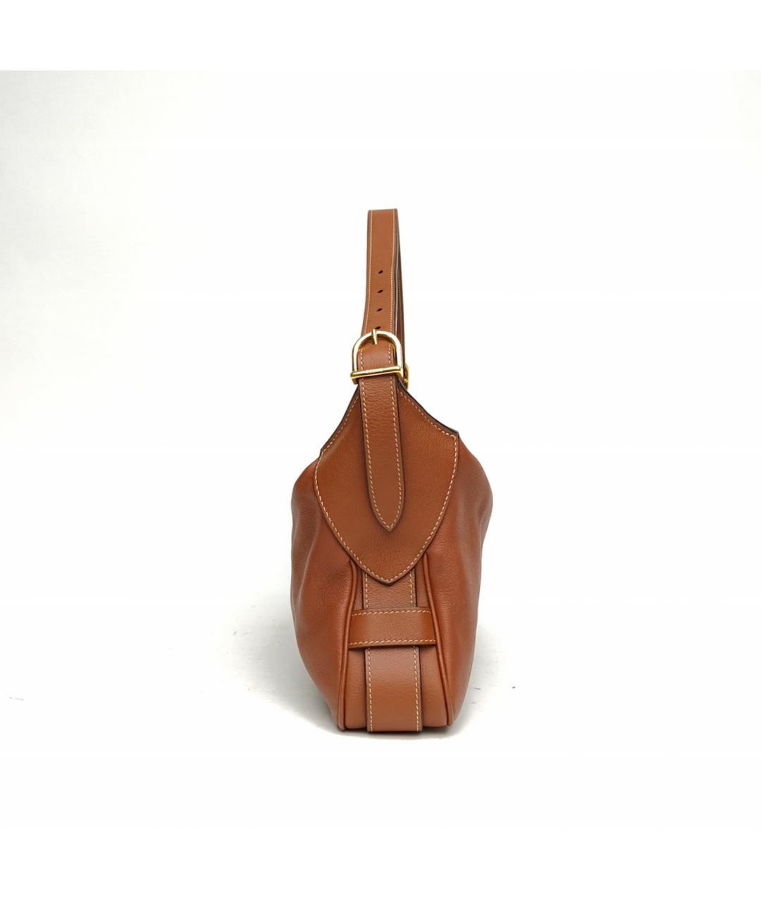 CELINE Коричневая кожаная сумка с короткими ручками, фото 3