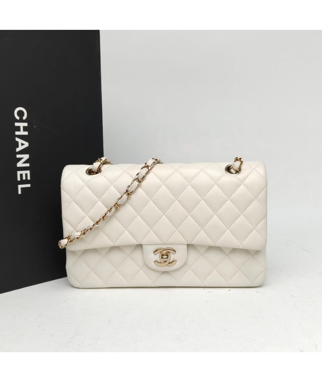 CHANEL Белая кожаная сумка через плечо, фото 9