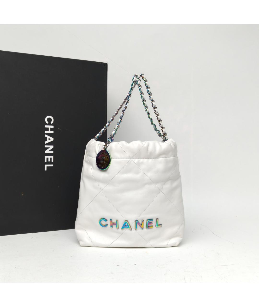 CHANEL Белая кожаная сумка тоут, фото 9