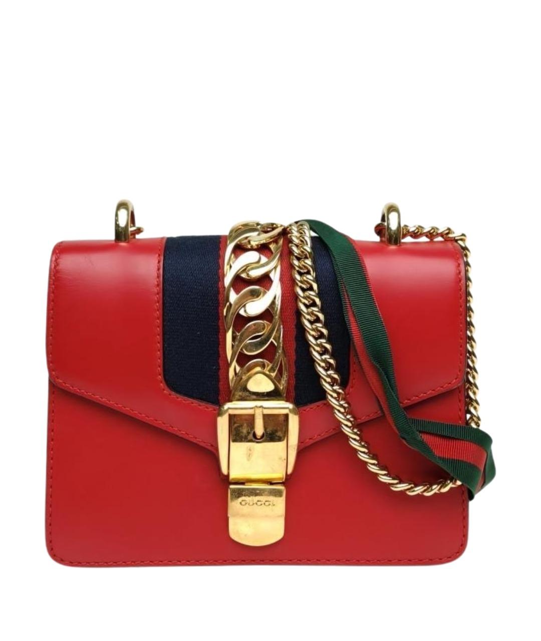 GUCCI Красная кожаная сумка через плечо, фото 1