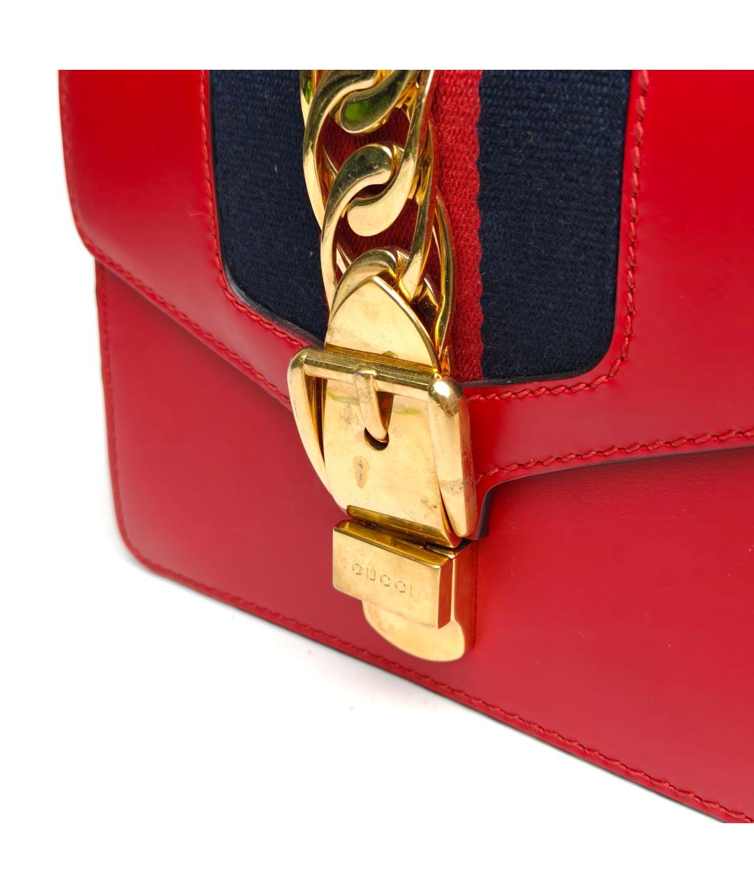 GUCCI Красная кожаная сумка через плечо, фото 8