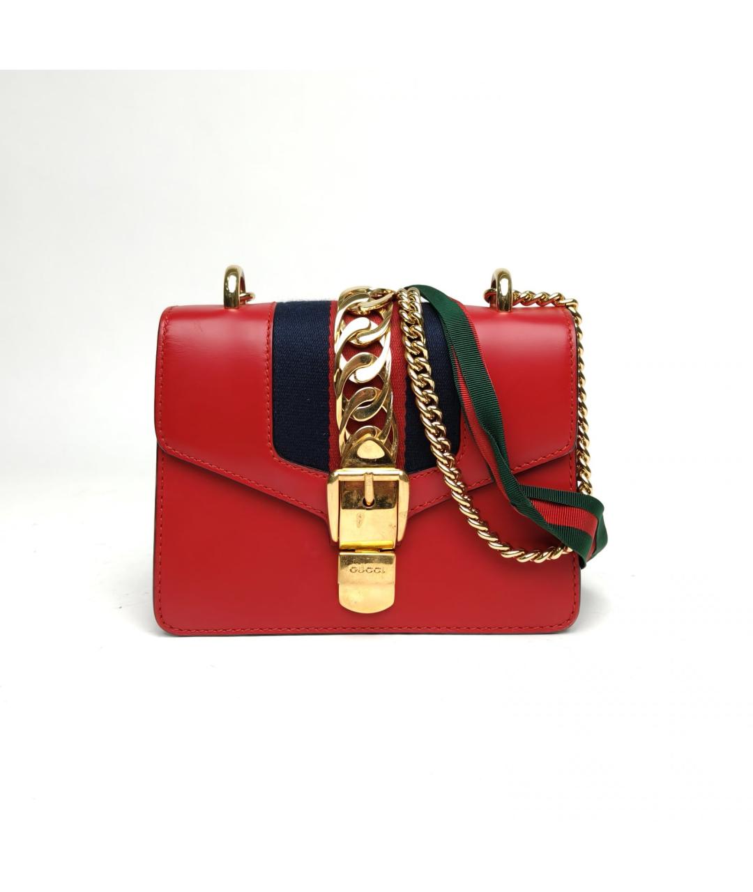 GUCCI Красная кожаная сумка через плечо, фото 2