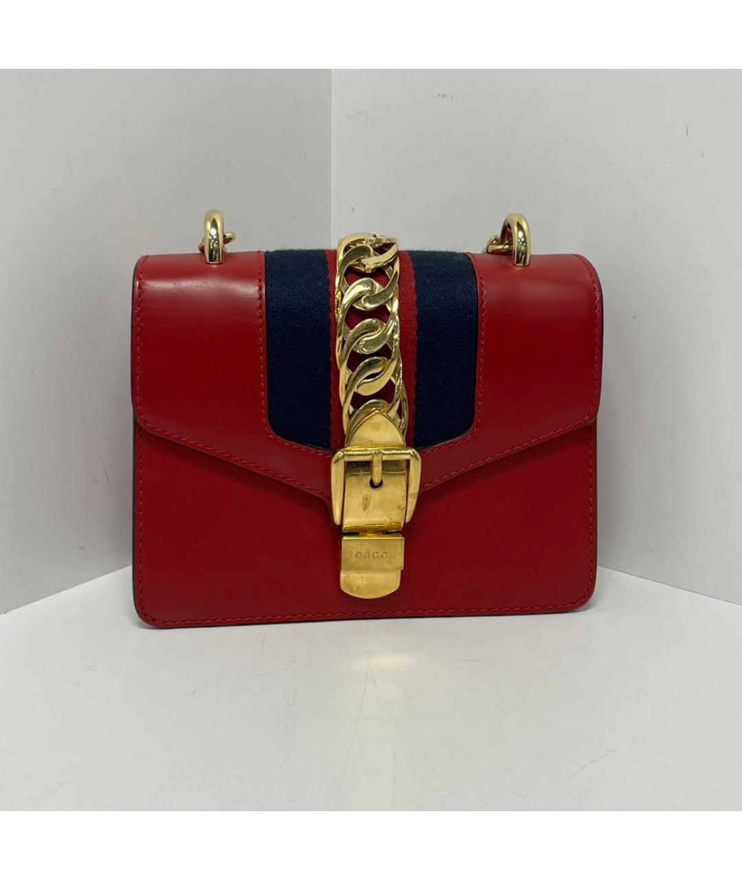 GUCCI Красная кожаная сумка через плечо, фото 9