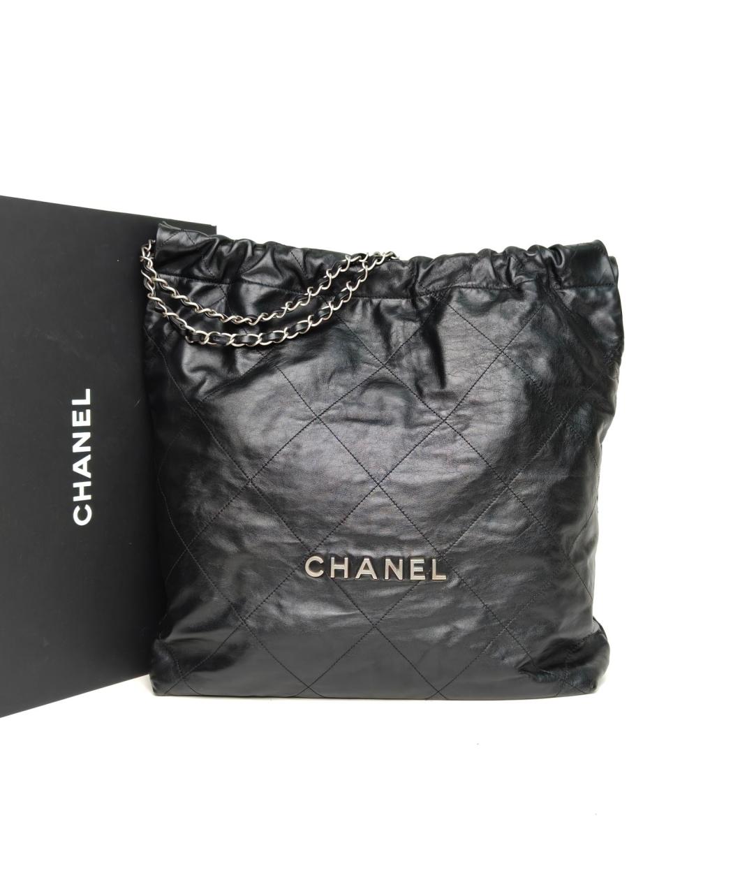 CHANEL Черная кожаная сумка тоут, фото 8