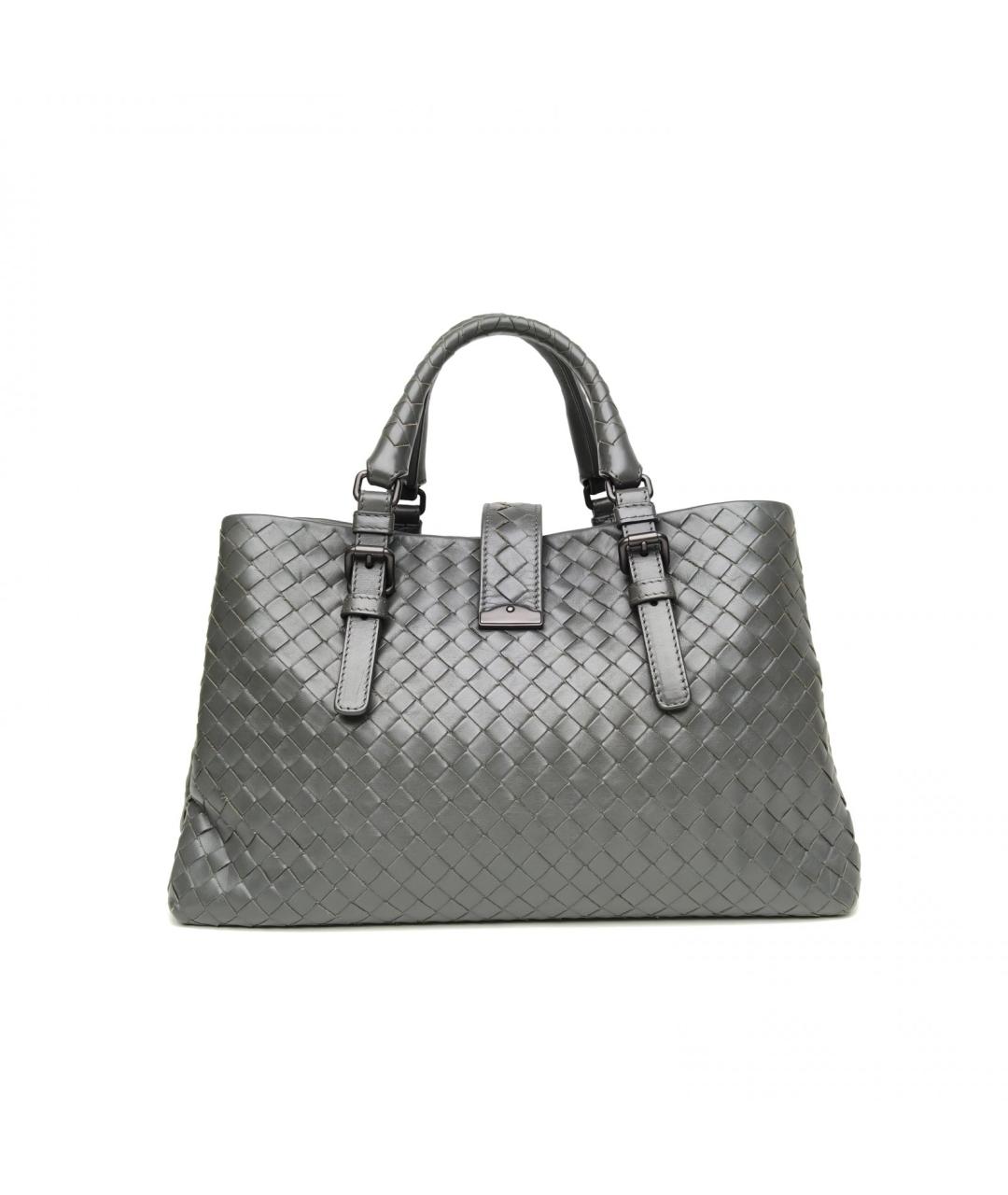 BOTTEGA VENETA Серая кожаная сумка с короткими ручками, фото 4