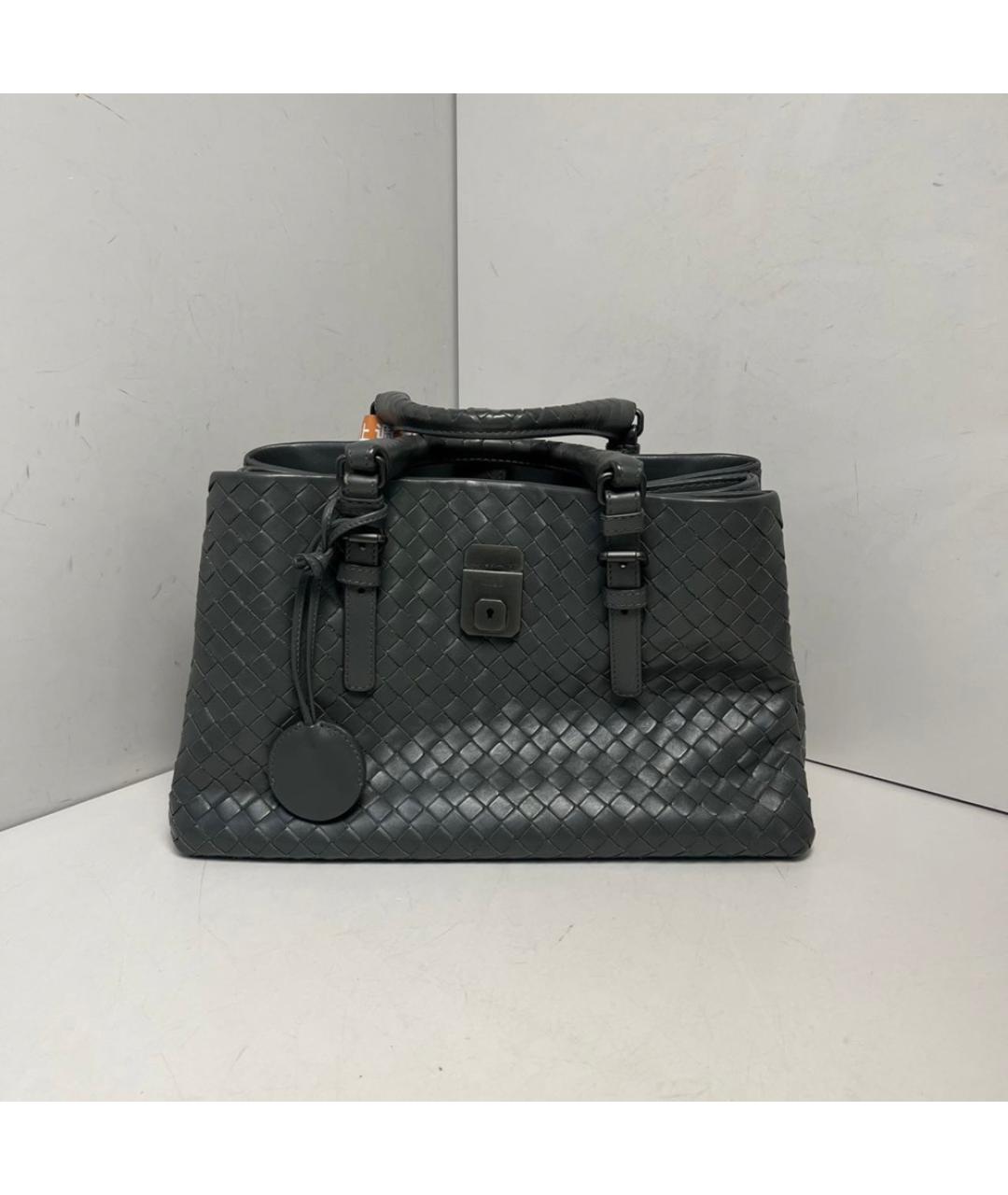 BOTTEGA VENETA Серая кожаная сумка с короткими ручками, фото 9