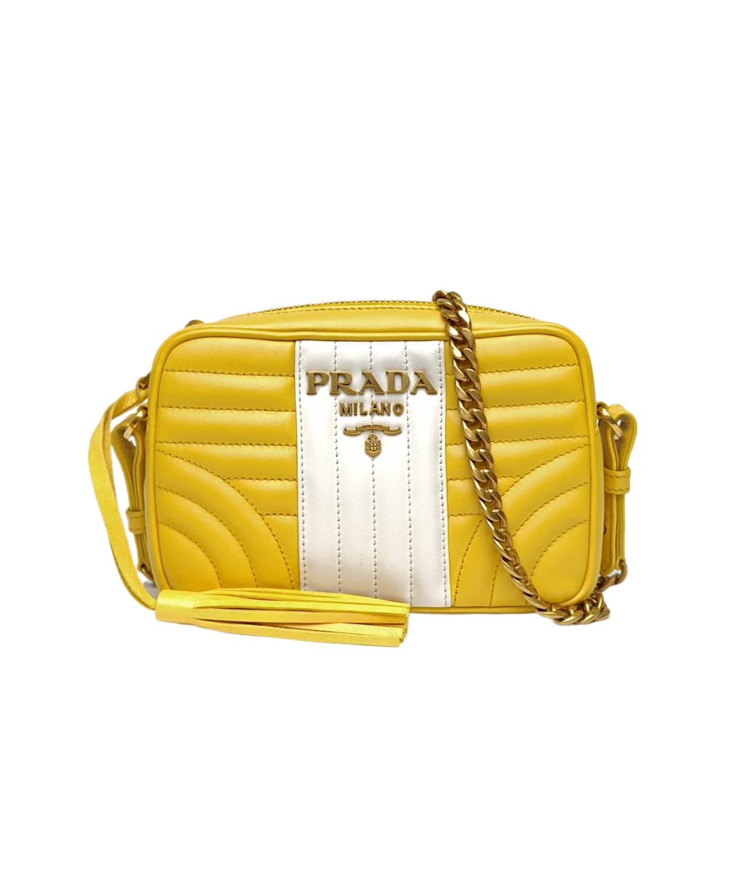PRADA Желтая кожаная сумка через плечо, фото 10