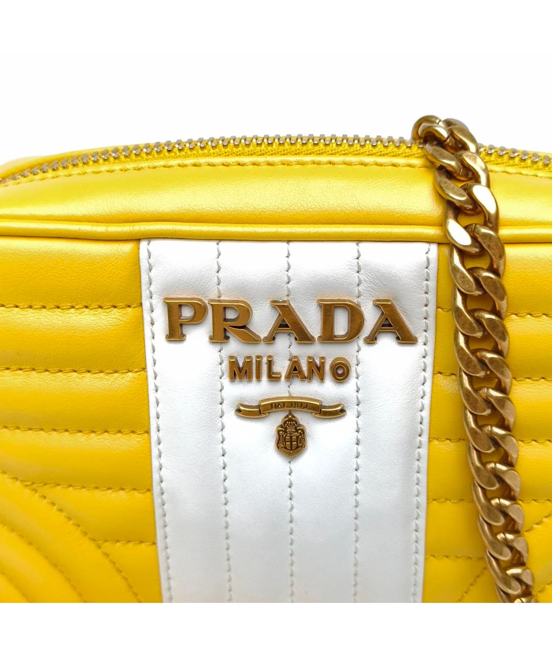 PRADA Желтая кожаная сумка через плечо, фото 7