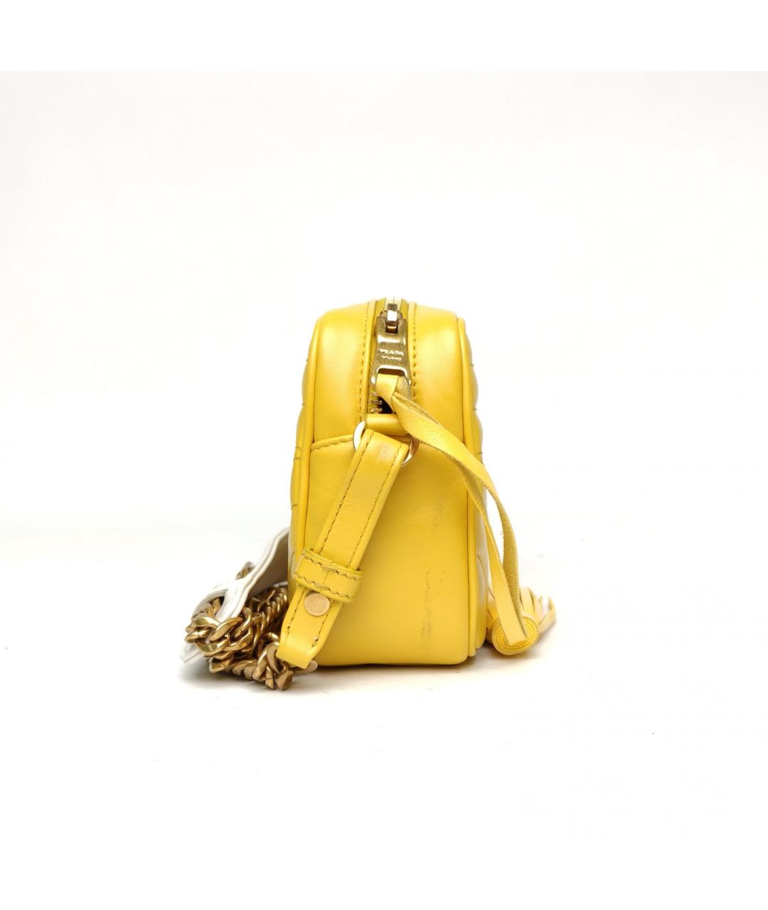 PRADA Желтая кожаная сумка через плечо, фото 5