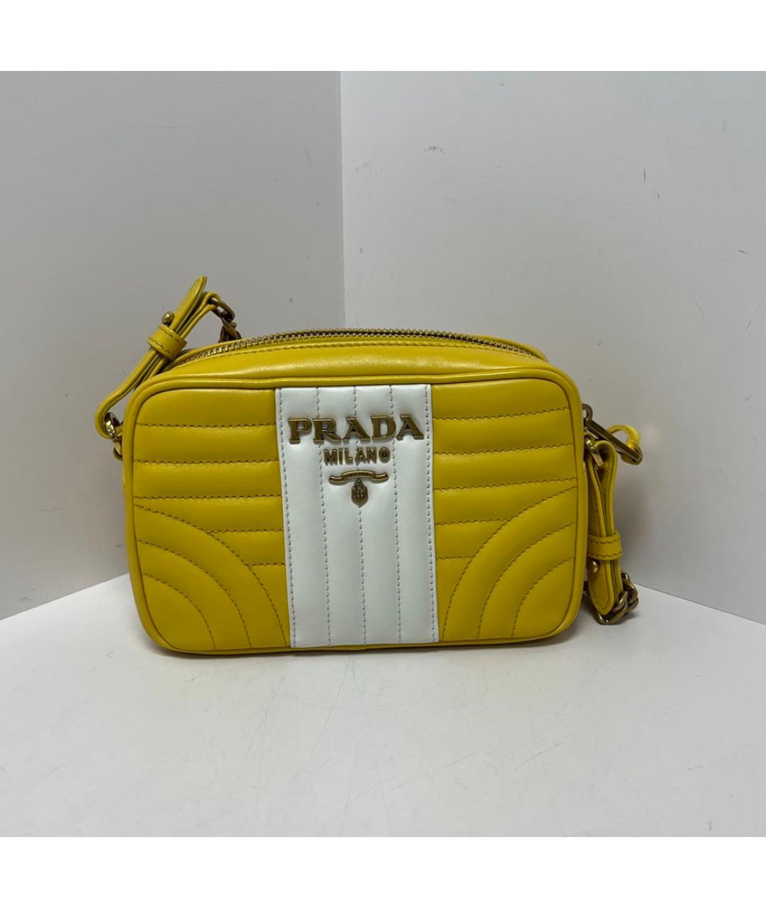 PRADA Желтая кожаная сумка через плечо, фото 9