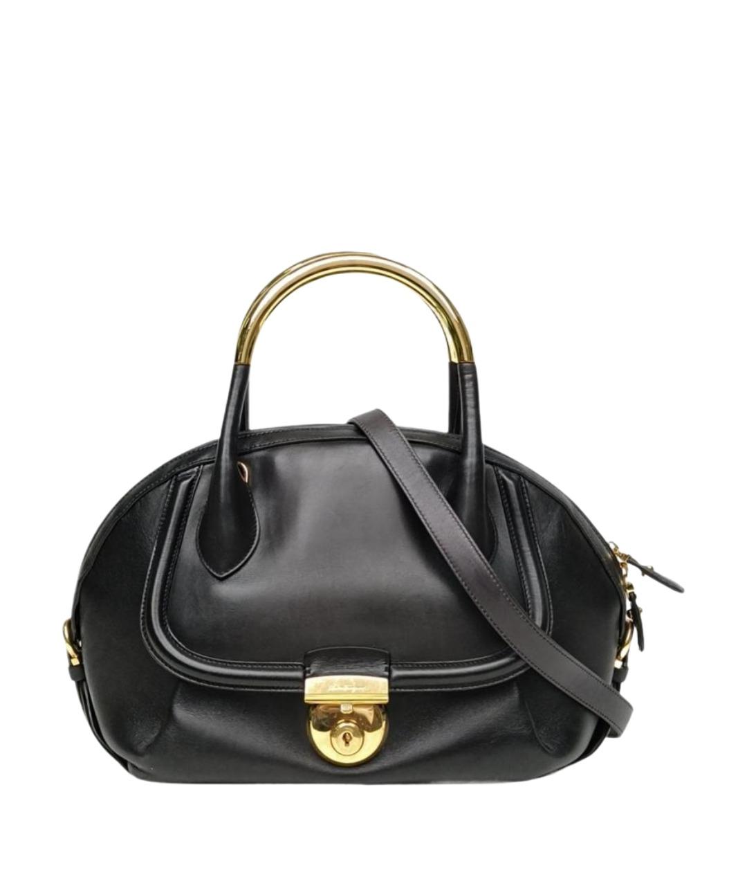 FERRAGAMO Черная кожаная сумка через плечо, фото 1