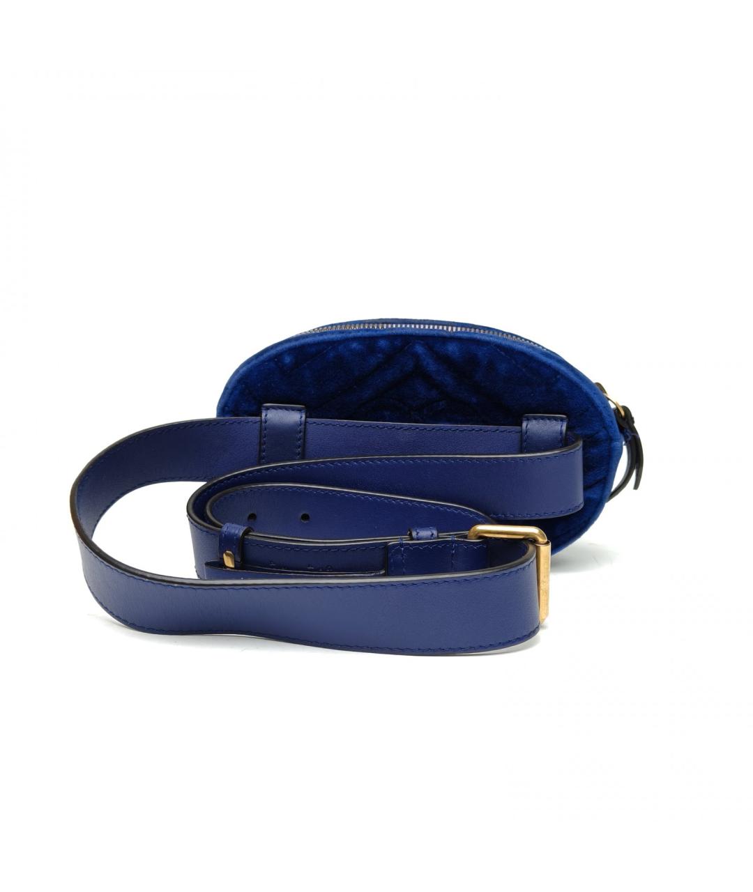 GUCCI Синяя бархатная поясная сумка, фото 5