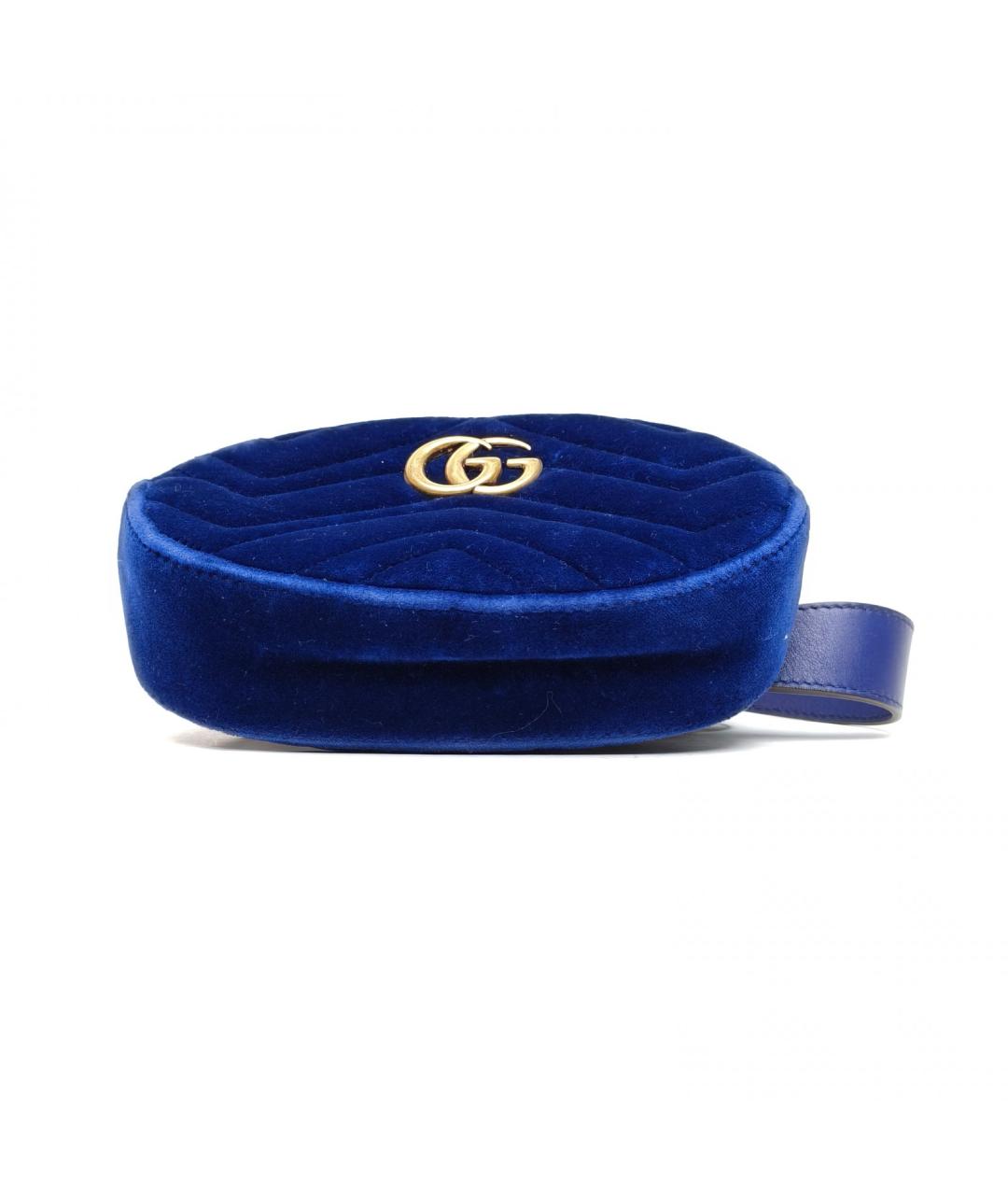 GUCCI Синяя бархатная поясная сумка, фото 7