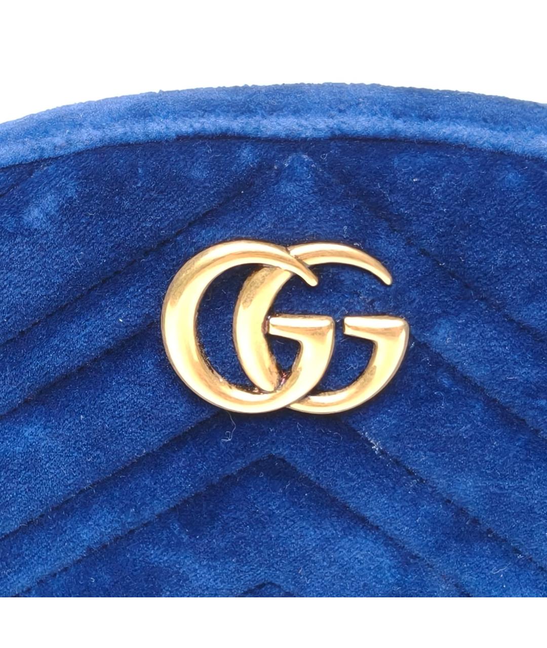 GUCCI Синяя бархатная поясная сумка, фото 8