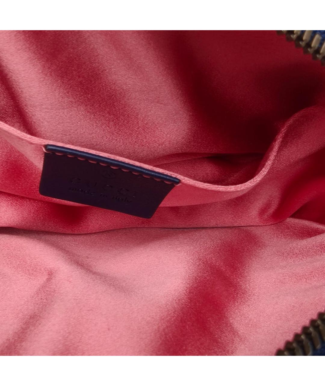 GUCCI Синяя бархатная поясная сумка, фото 2