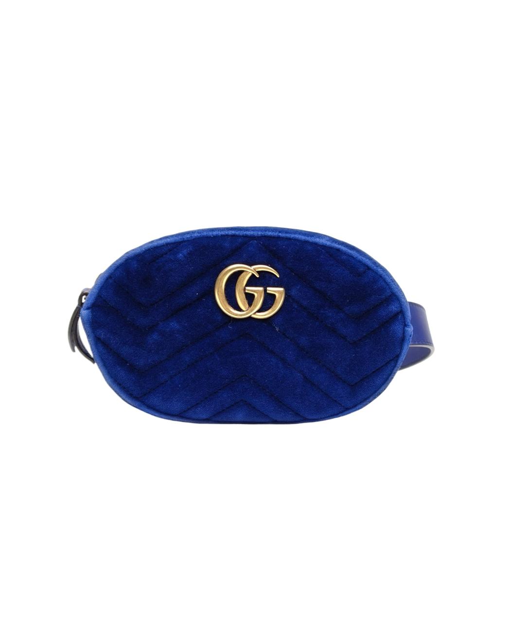 GUCCI Синяя бархатная поясная сумка, фото 10