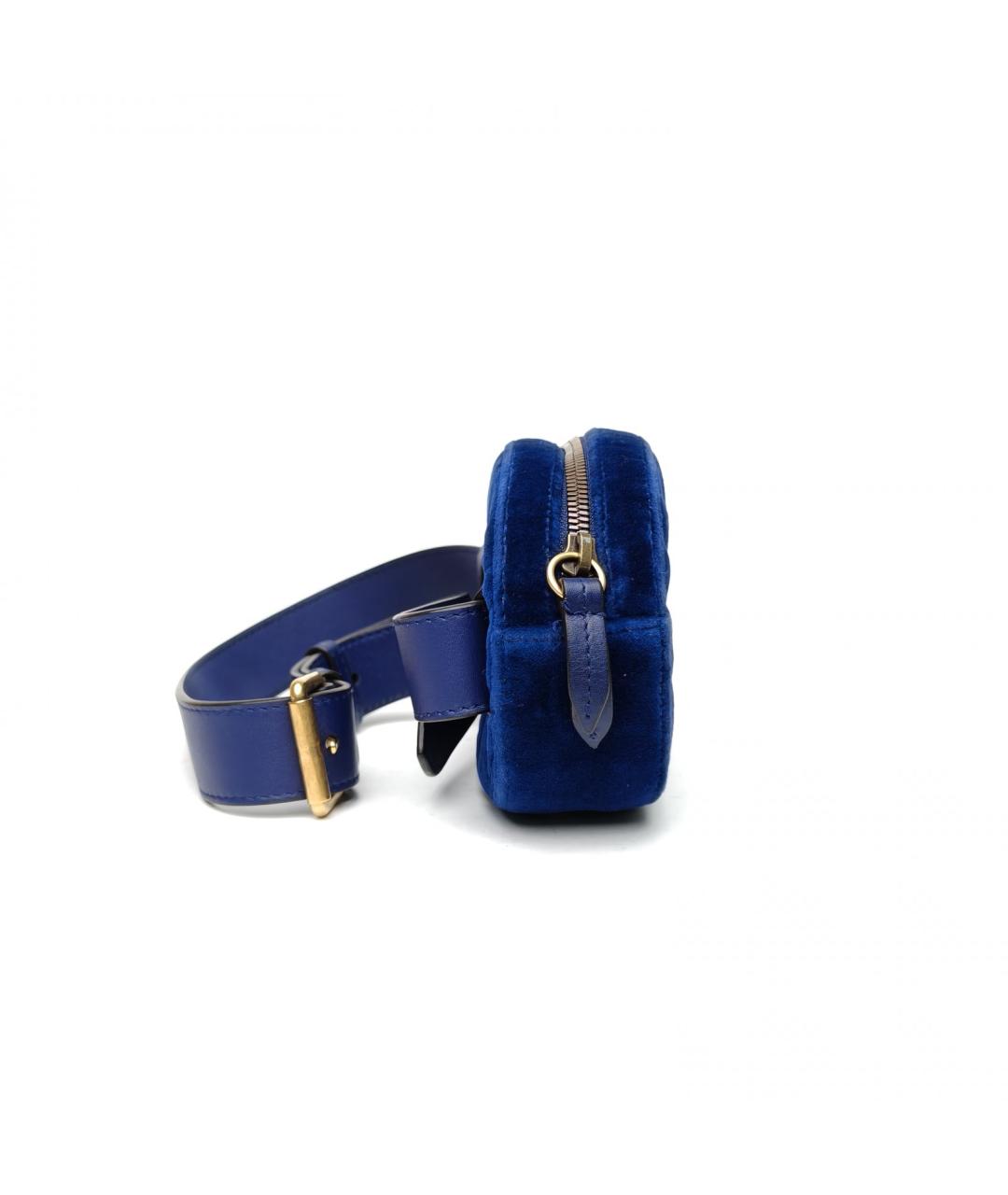 GUCCI Синяя бархатная поясная сумка, фото 4