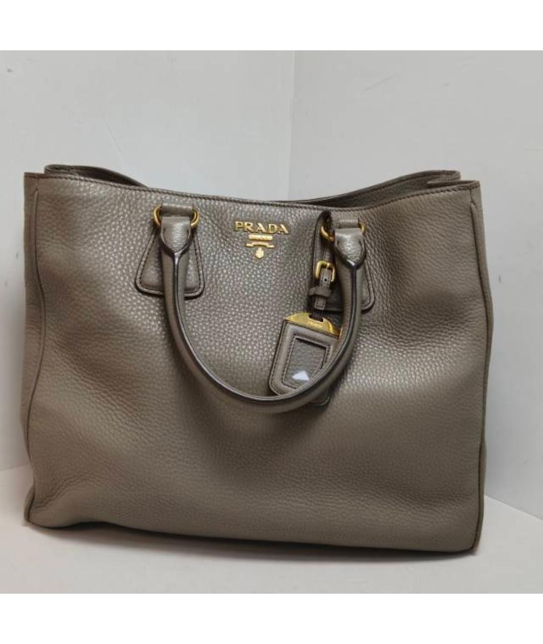 PRADA Серая кожаная сумка через плечо, фото 9