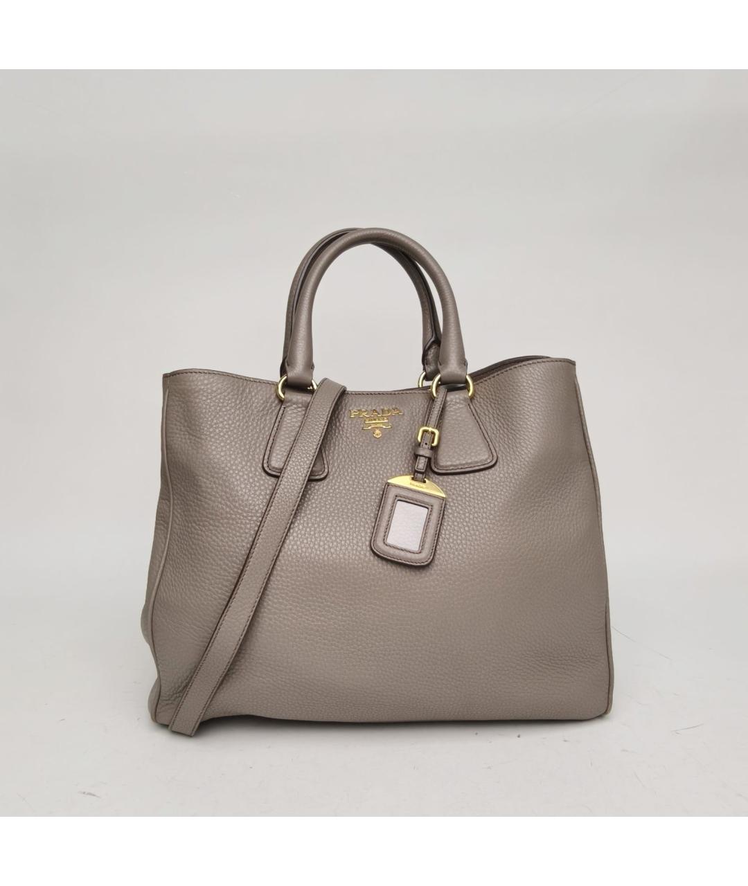 PRADA Серая кожаная сумка через плечо, фото 2
