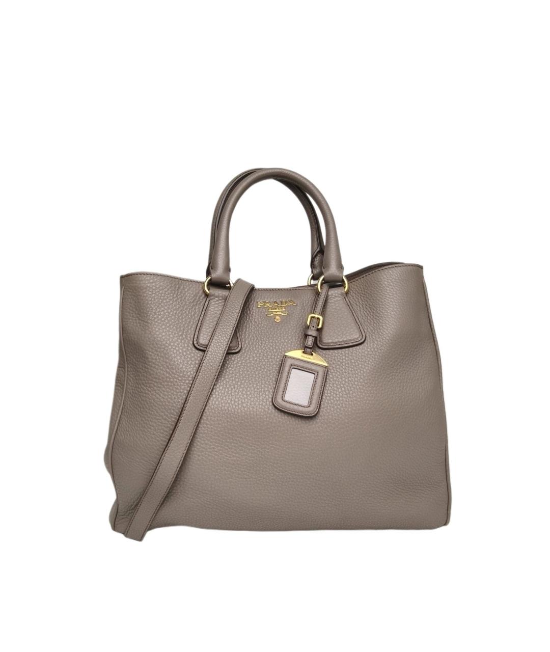 PRADA Серая кожаная сумка через плечо, фото 10