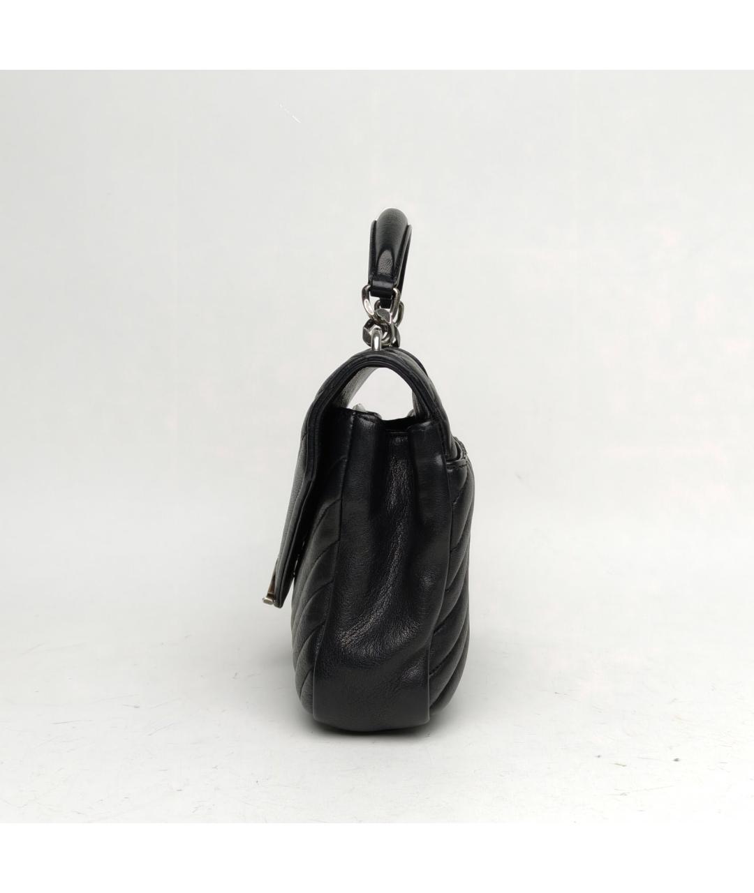 SAINT LAURENT Черная кожаная сумка с короткими ручками, фото 5