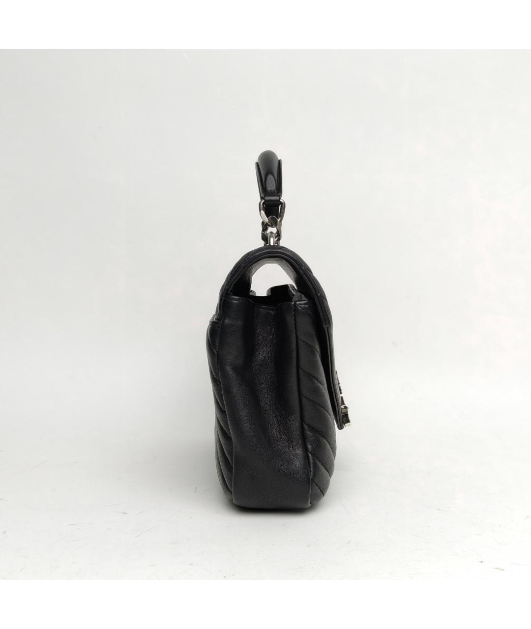 SAINT LAURENT Черная кожаная сумка с короткими ручками, фото 3