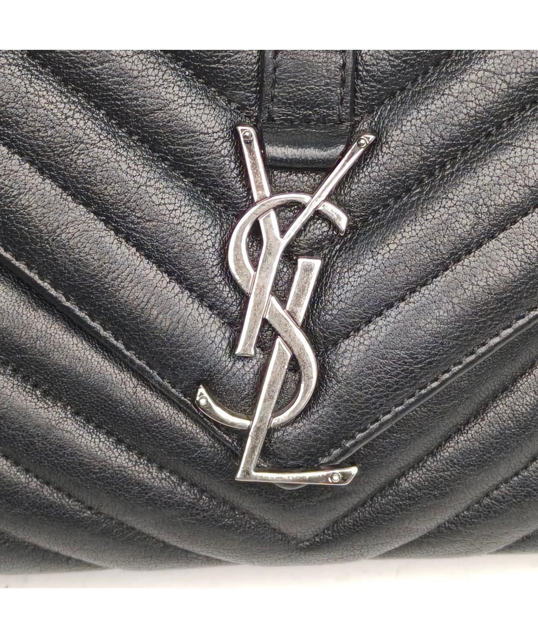 SAINT LAURENT Черная кожаная сумка с короткими ручками, фото 7