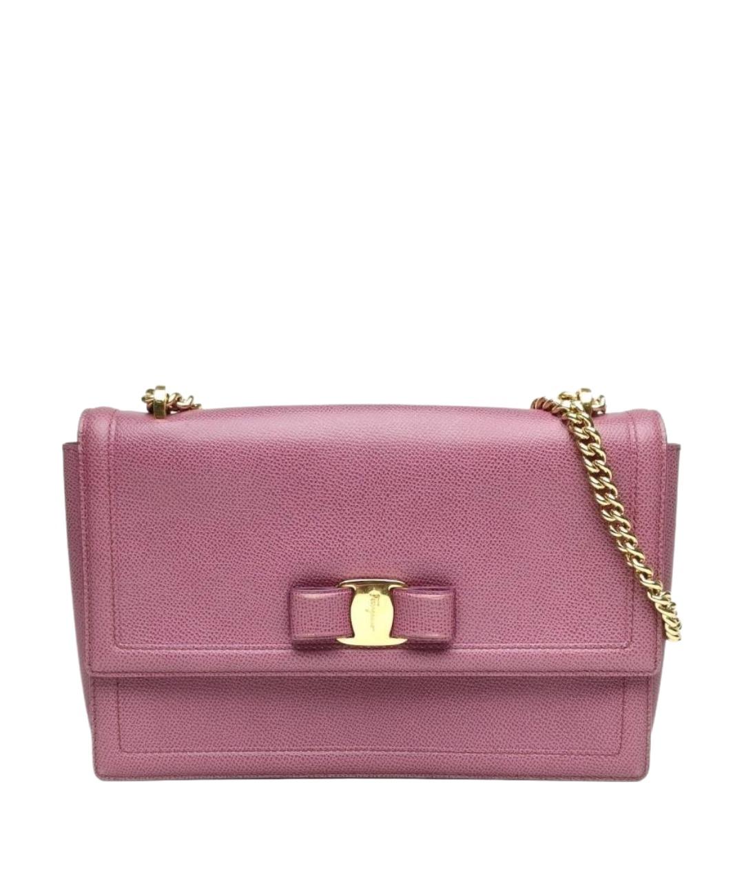 FERRAGAMO Фиолетовая кожаная сумка через плечо, фото 1