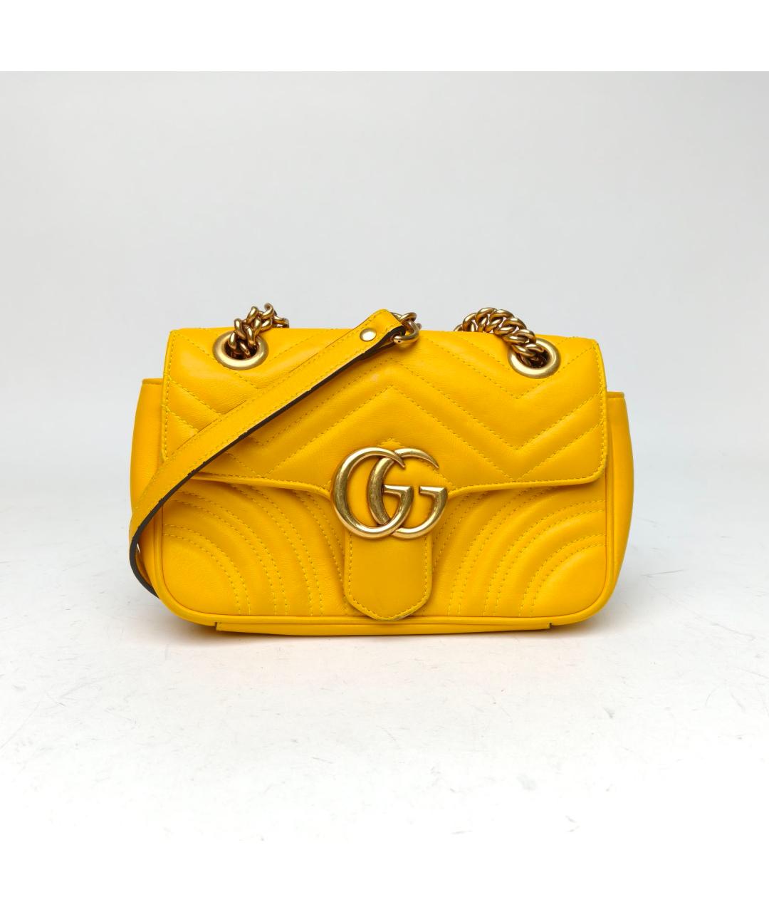 GUCCI Желтая кожаная сумка через плечо, фото 2