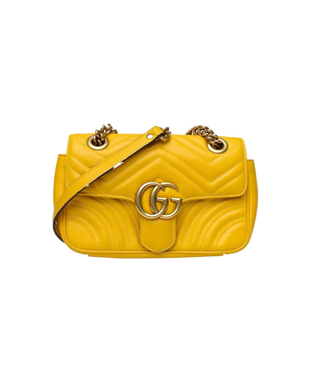 GUCCI Желтая кожаная сумка через плечо, фото 10