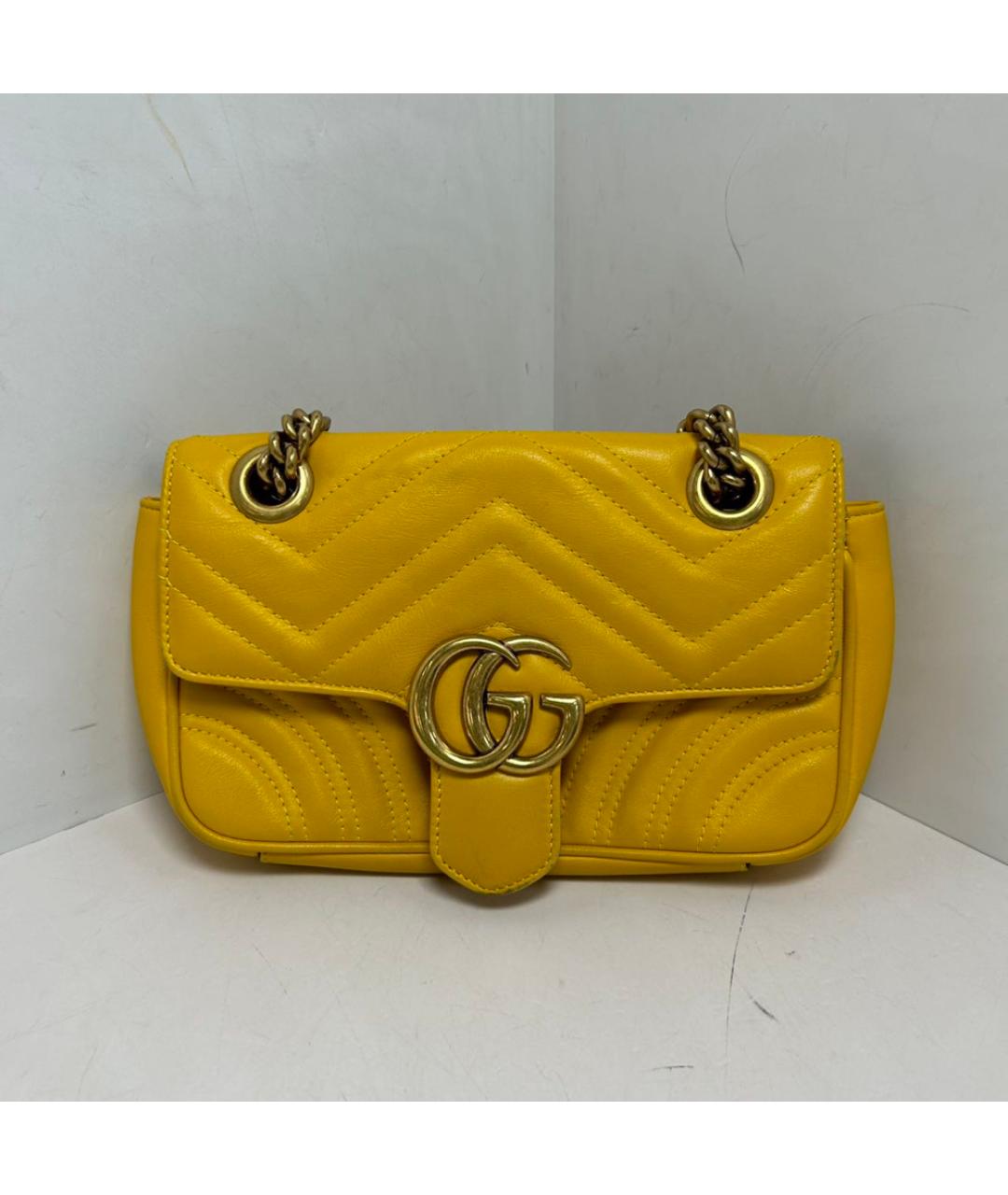 GUCCI Желтая кожаная сумка через плечо, фото 9