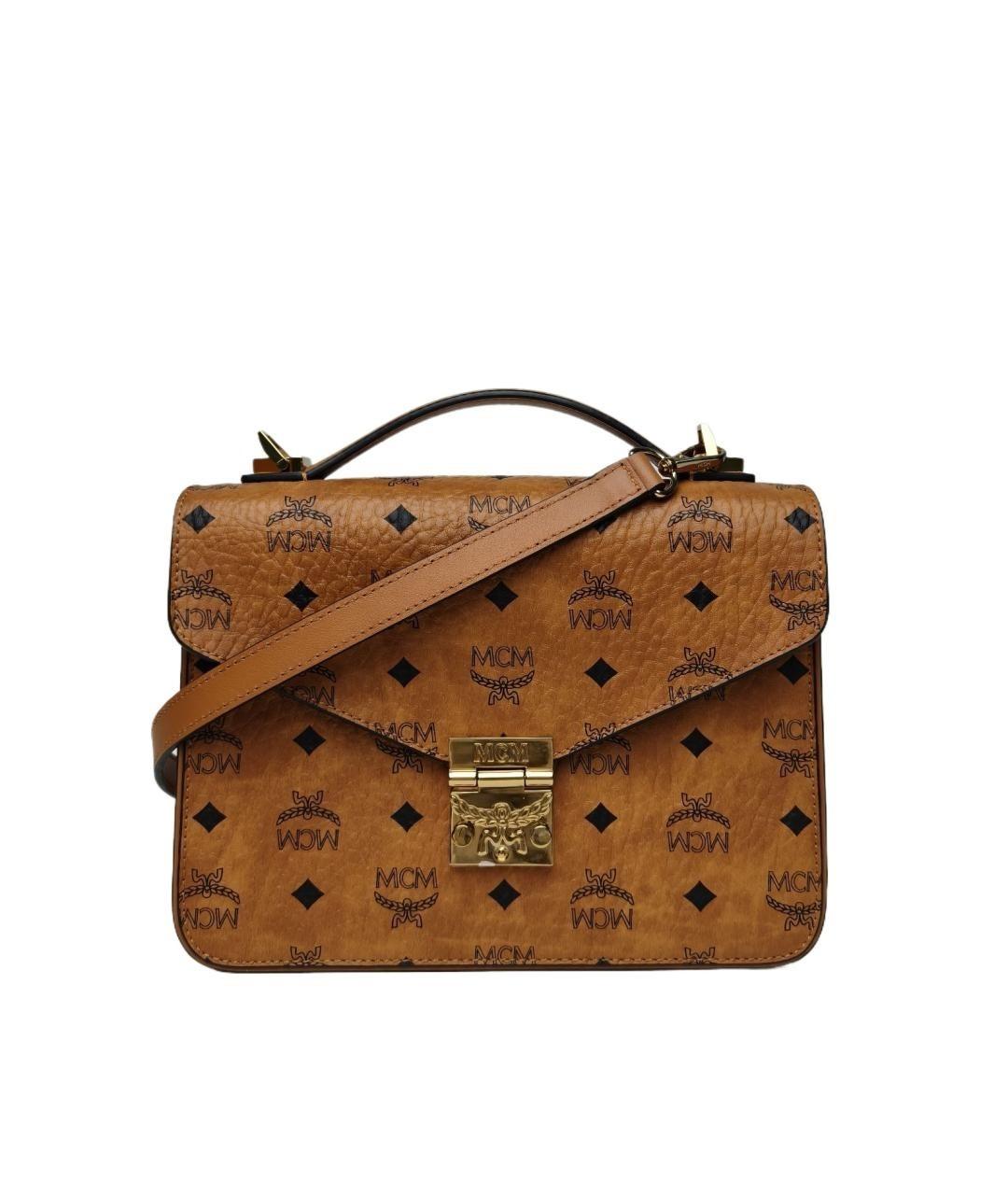 MCM Коричневая сумка с короткими ручками из искусственной кожи, фото 1