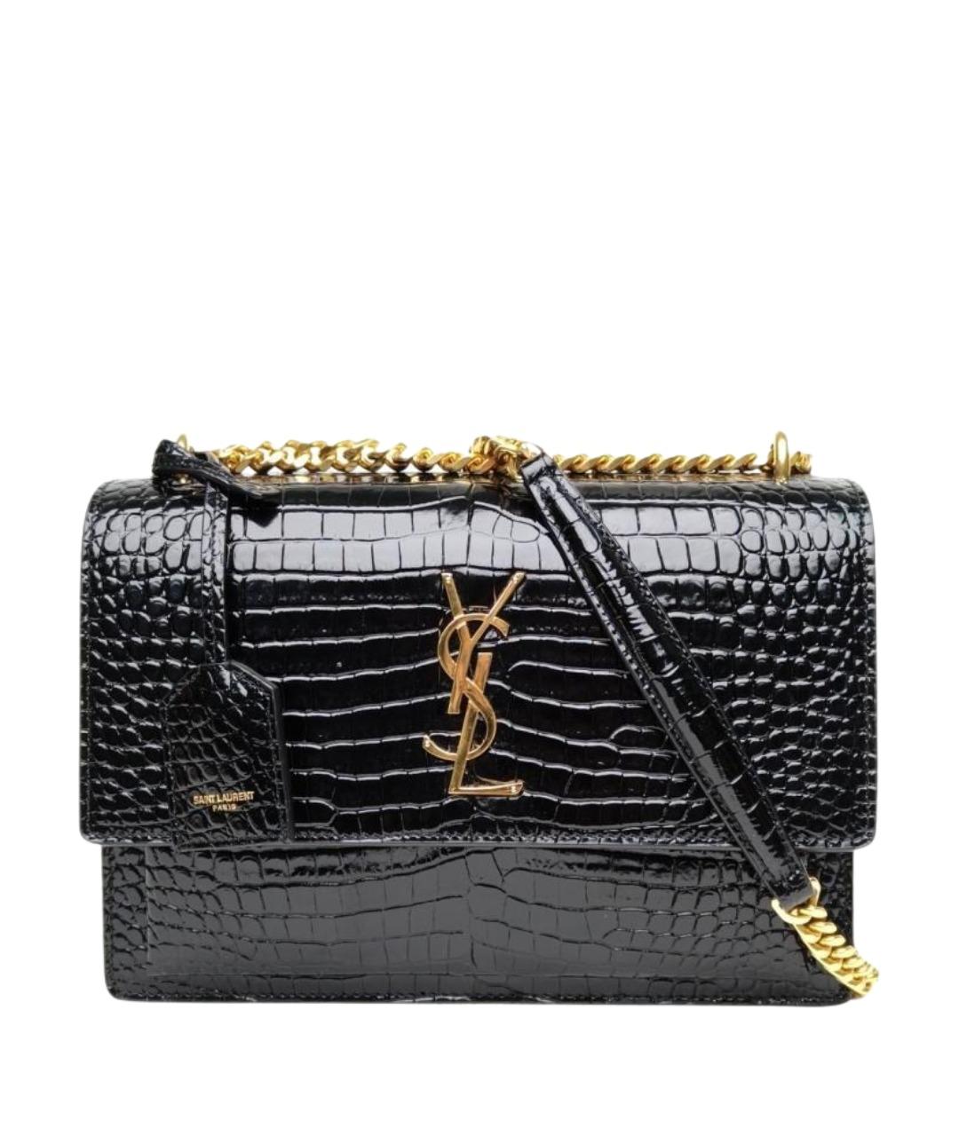 SAINT LAURENT Черная кожаная сумка через плечо, фото 1