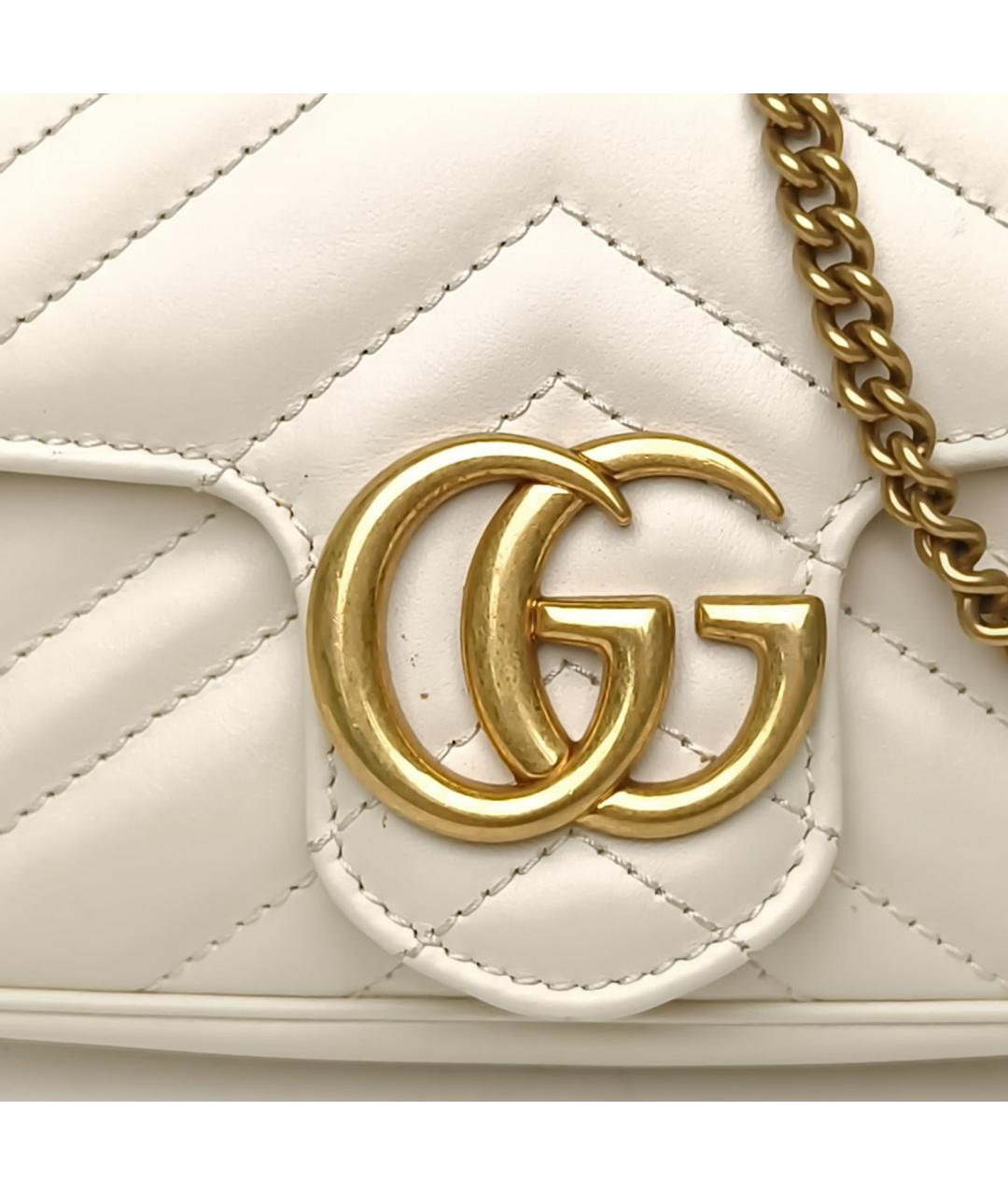 GUCCI Белая кожаная сумка через плечо, фото 2