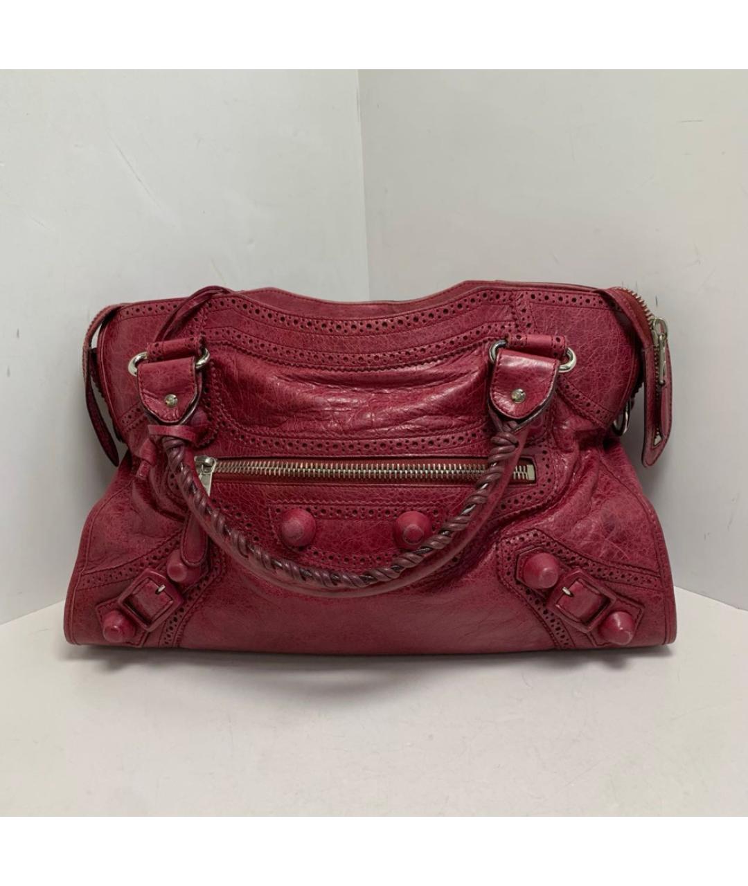 BALENCIAGA Красная кожаная сумка с короткими ручками, фото 9