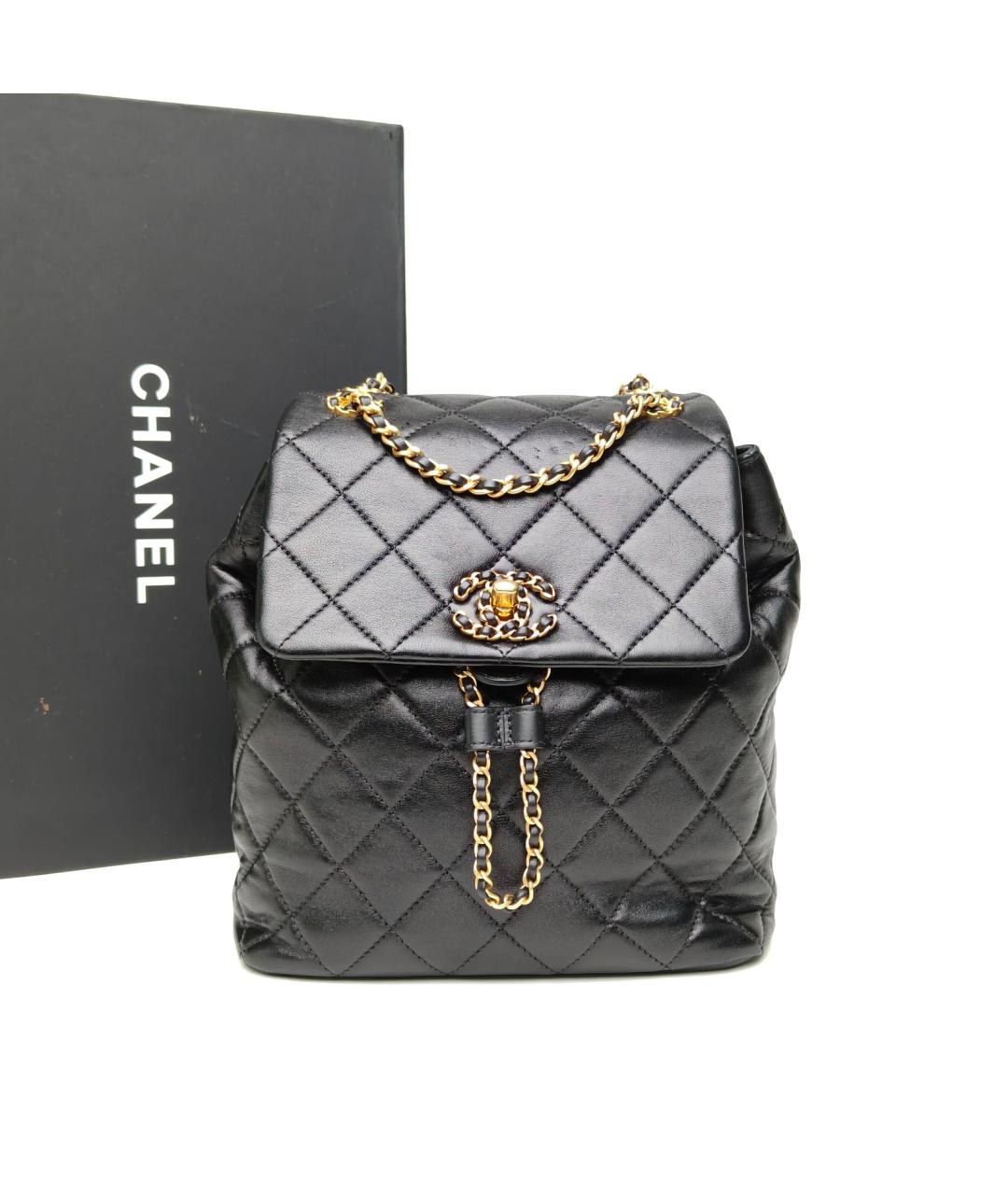 CHANEL Черный кожаный рюкзак, фото 9