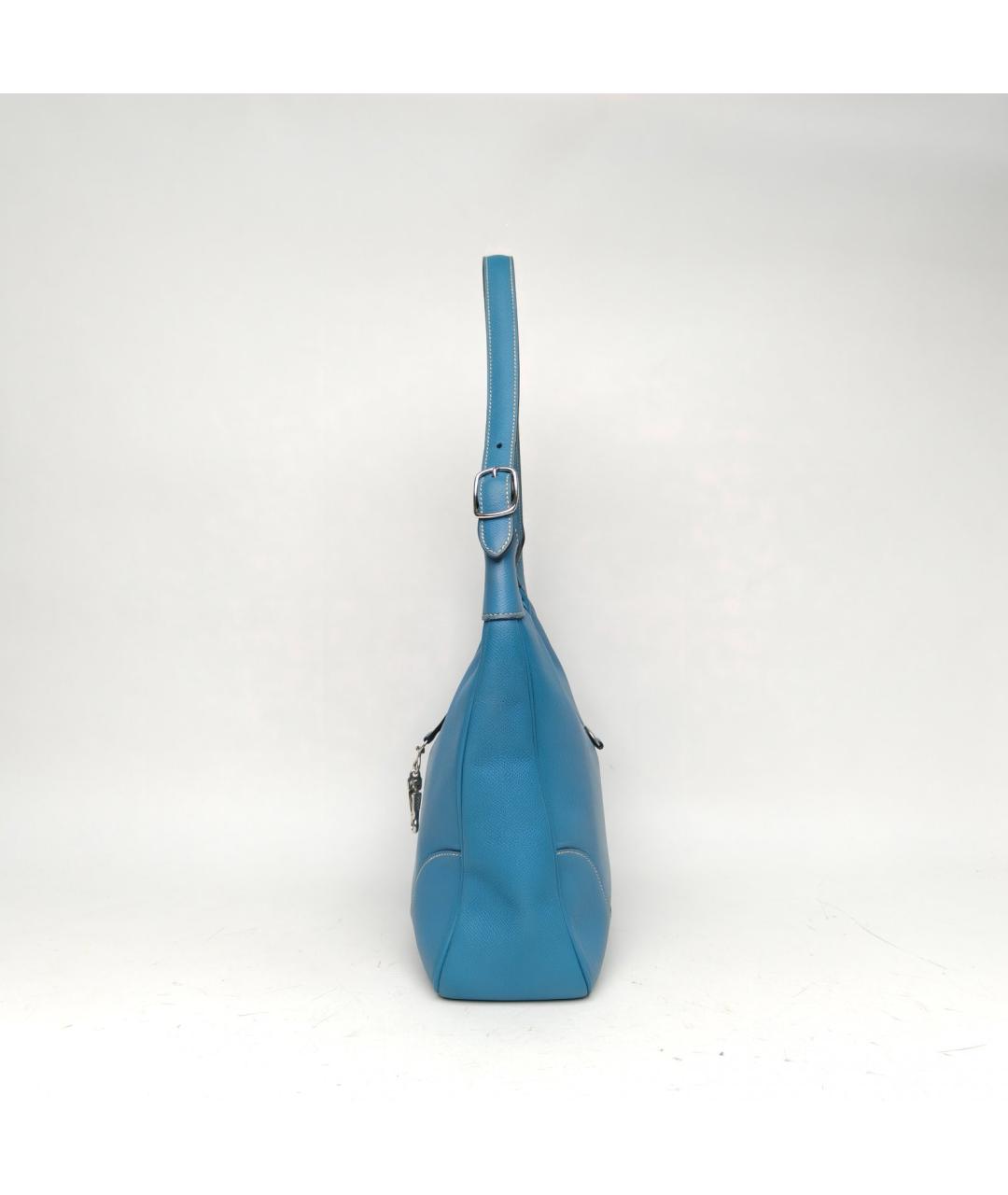 HERMES Голубая сумка с короткими ручками, фото 3