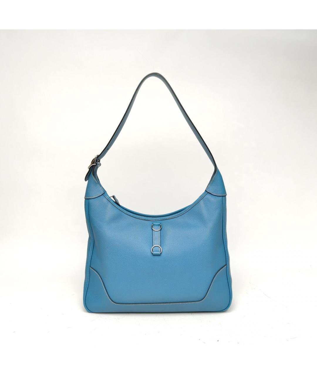 HERMES Голубая сумка с короткими ручками, фото 4