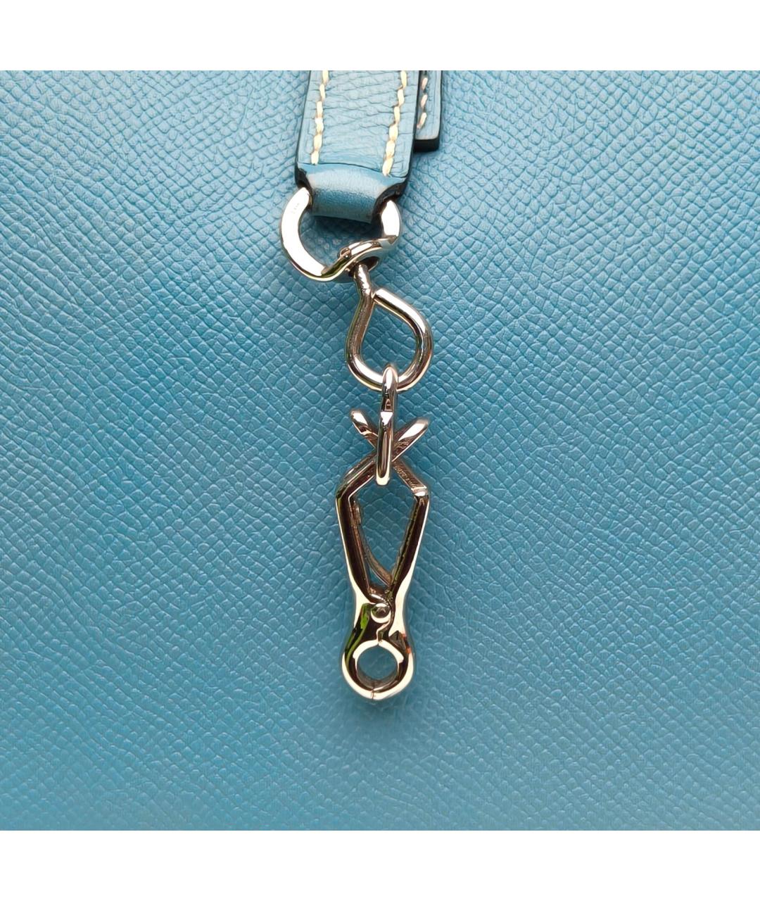HERMES Голубая сумка с короткими ручками, фото 7