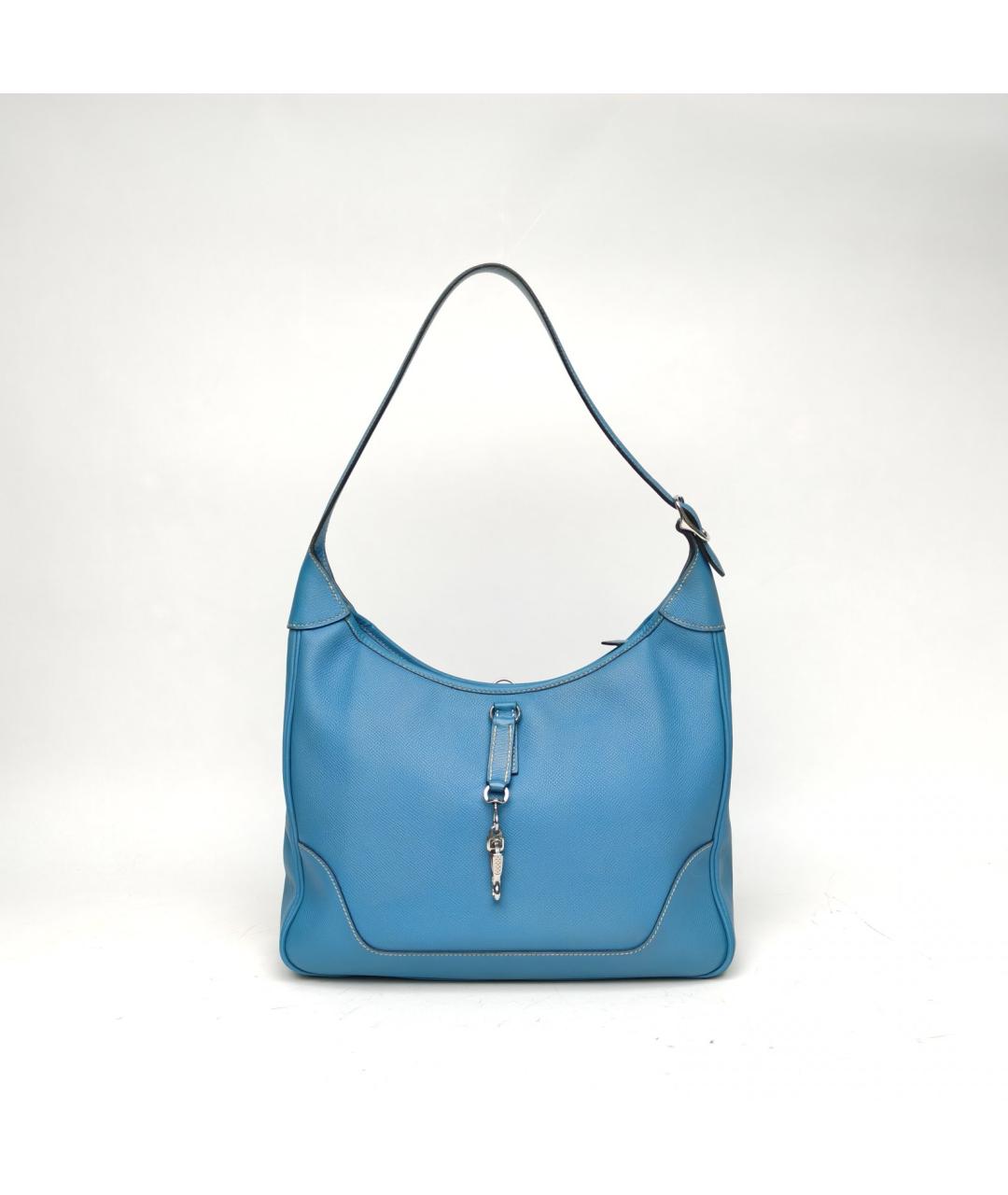 HERMES Голубая сумка с короткими ручками, фото 2