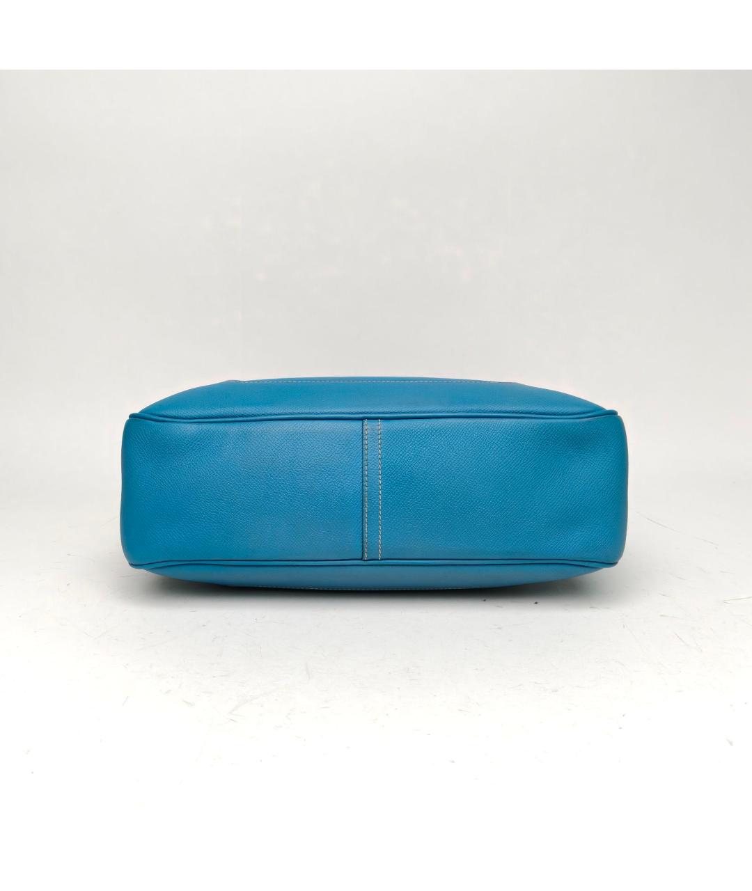 HERMES Голубая сумка с короткими ручками, фото 6