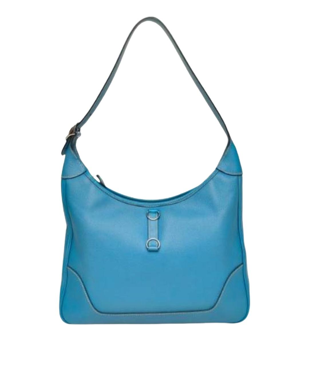 HERMES Голубая сумка с короткими ручками, фото 1