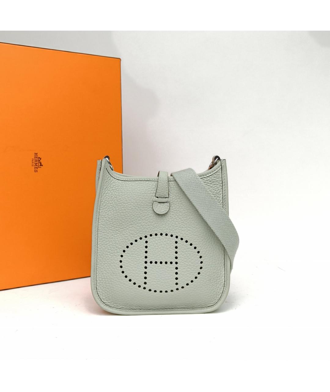 HERMES Серая кожаная сумка через плечо, фото 6