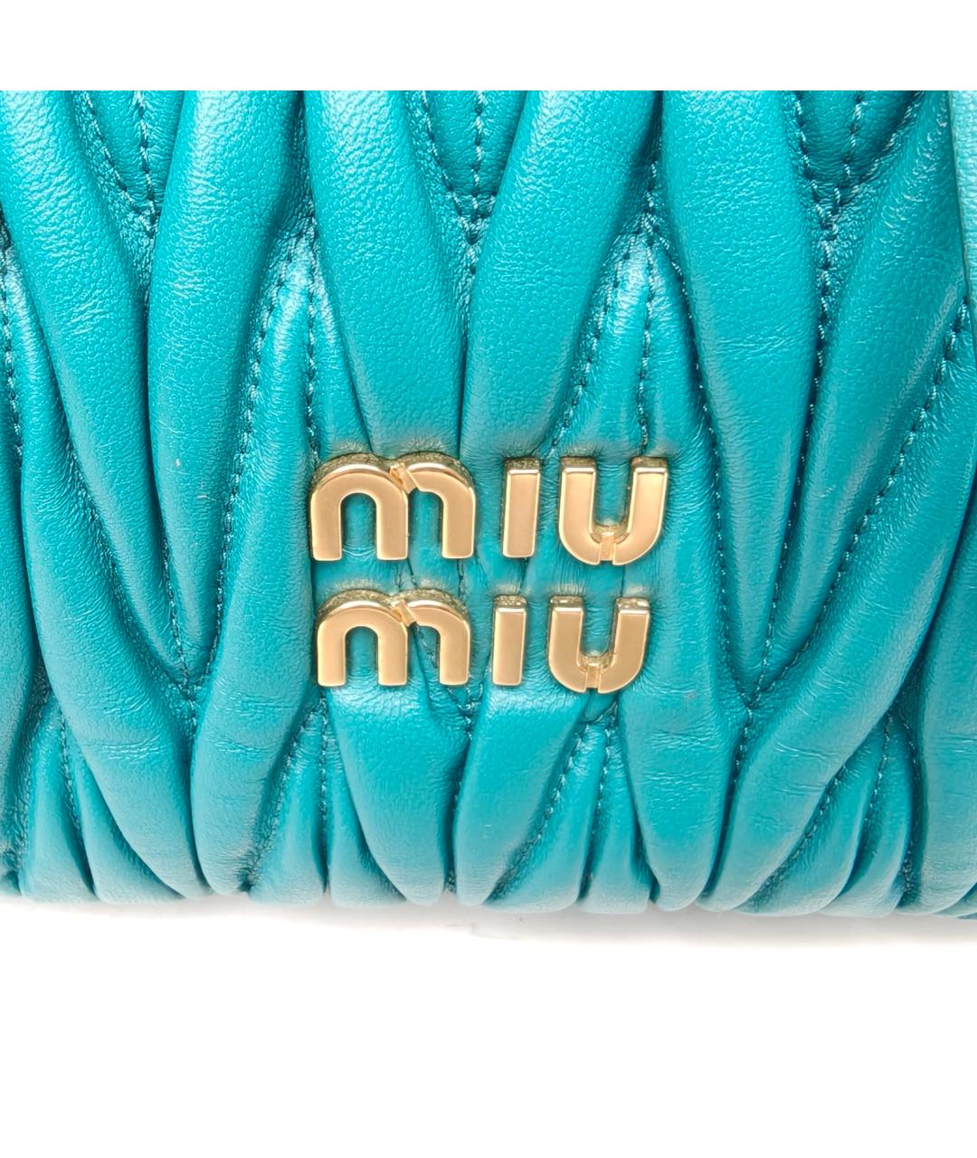 MIU MIU Бирюзовая кожаная сумка через плечо, фото 7