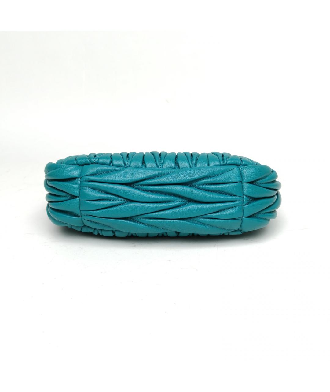 MIU MIU Бирюзовая кожаная сумка через плечо, фото 6